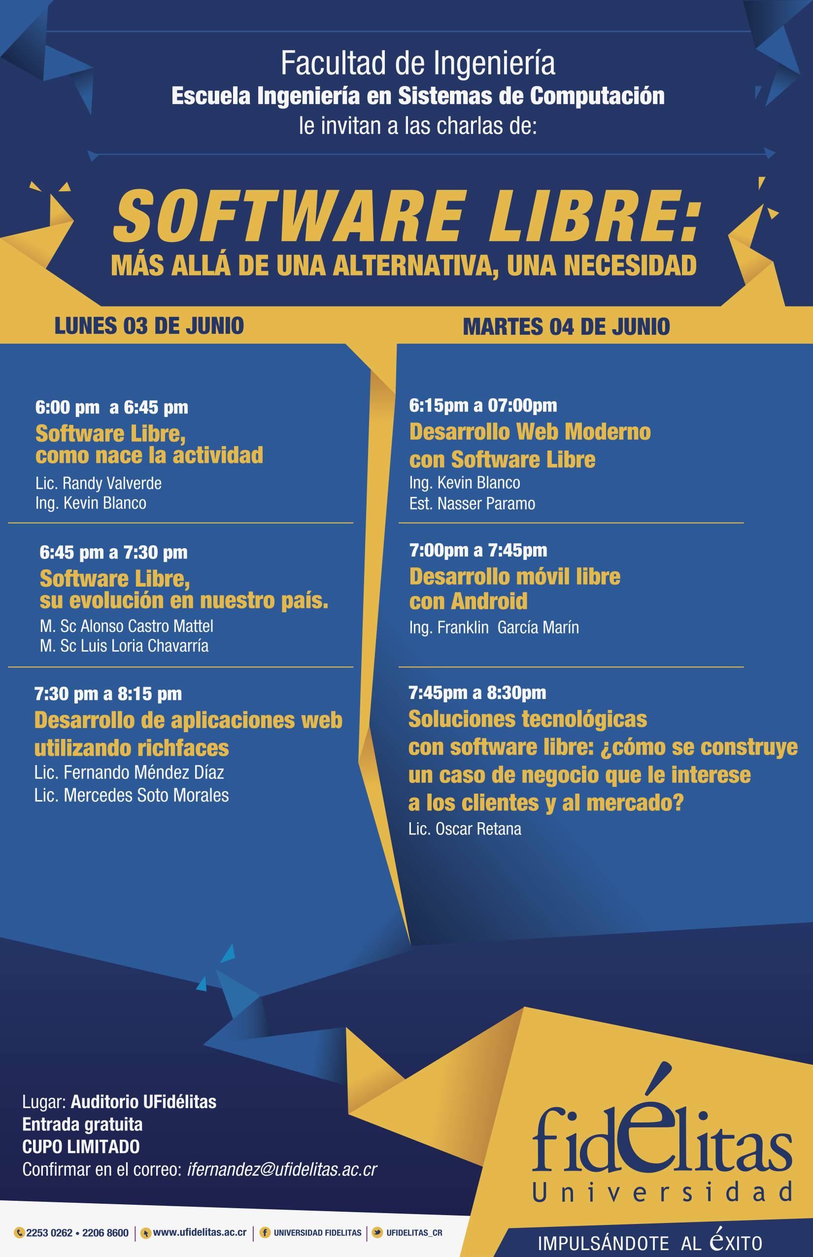 Charlas sobre software libre en la Universidad Fidélitas